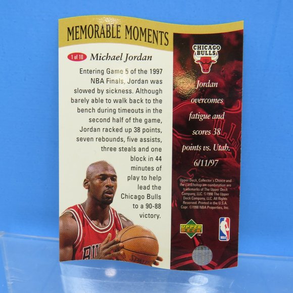 1998 Upper Deck M.J. Memorable Moment The Five Game Gold Die Cut 1 of 10. - Picture 2 of 2